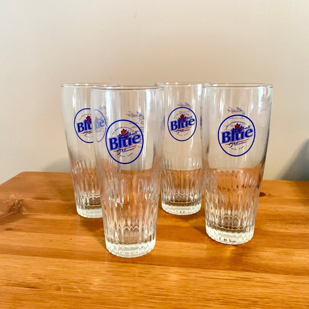Vintage Labatt Blue Pilsner Beer Glasses - Set of 4